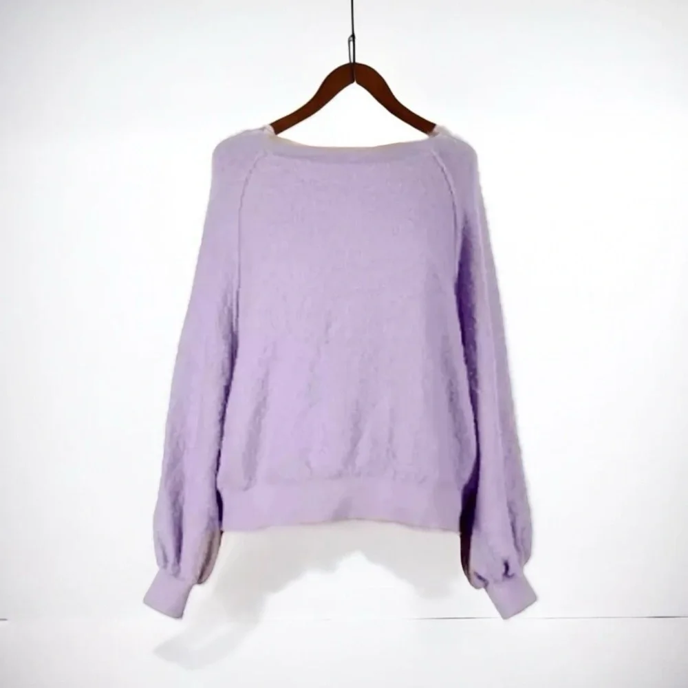🌻Free People Found My Friend Purple Textured Knit Sweatshirt Women’s Size XS/S